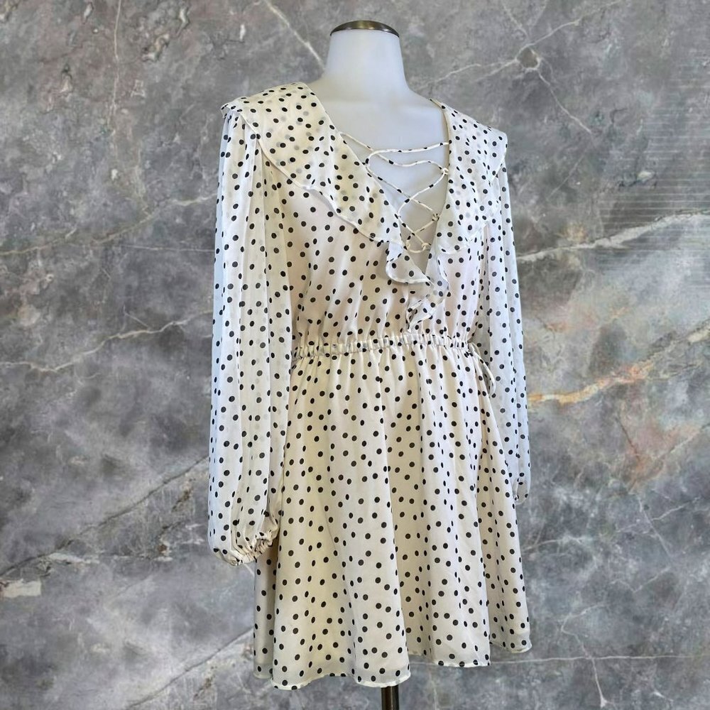 Majorelle Mattie Mini Dress in Black & Cream Dot - Picture 6 of 12